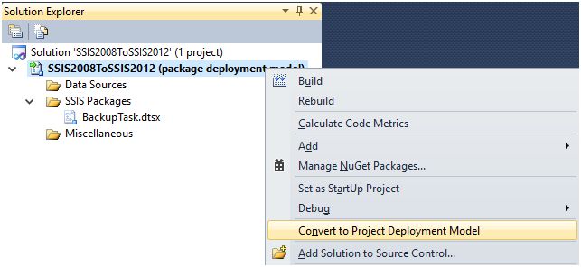 Convert to Project Deployment Model